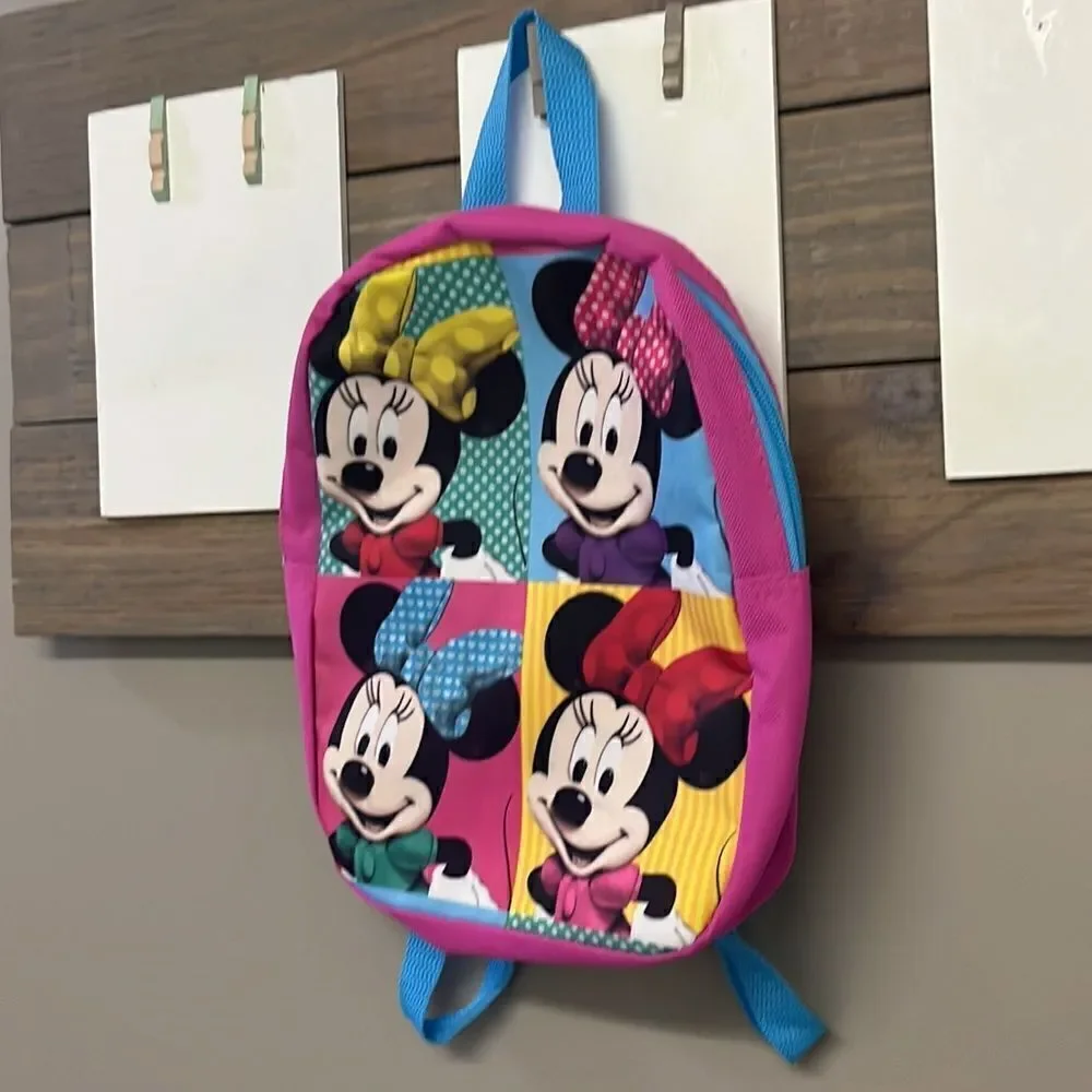 Disney Minnie Mouse Pink/Blue Mini Adjustable Backpack with 2 Paperback books